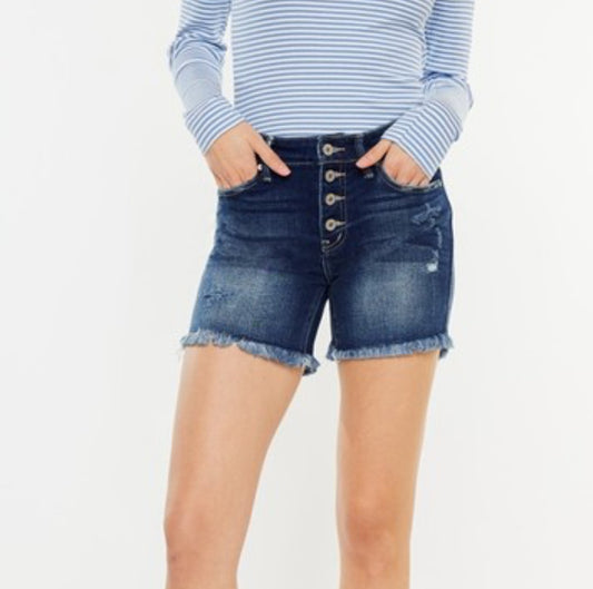 Mid-Rise Button Up Denim Short