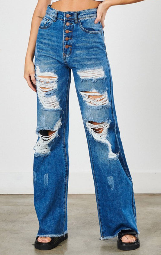 Vibrant Button-Up Jeans
